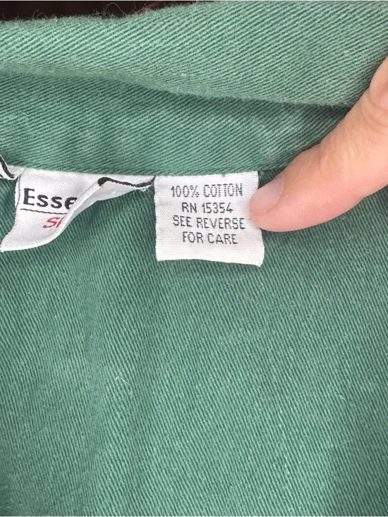 Essentials Sleeveless Button-Front Shirt in Olive Green - Picture 7 of 8